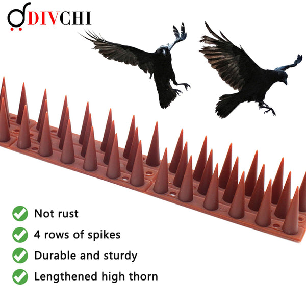 DIVCHI 20 Pcs Bird Spikes for Anti Pigeons And Birds, Fence Wall Spikes Garden Security Anti-Climb Cat Bird Intruder Pest Deterrent, Birds Fence Roof Tall Covers 33.5 x 4.5 x 3.7cm 6.7M (22ft) (Brown)