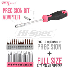 Hi-Spec 57pc Pink Hand Tool Kit Set with 8V USB Cordless Electric Screwdriver, Drill Bits Set, Tool Box for Home & Office DIY Repair and Maintenance - Comprehensive Tool Kit and Tool Set