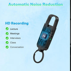 64GB Digital Voice Recorder with Playback - Keychain Voice Activated Recorders Audio Recording Device - 760 Hours Capacity for Lectures Meetings Music