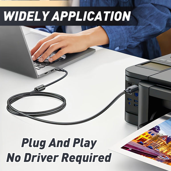 Printer Cable, 2M USB B MIDI Cable USB 2.0 A to B Lead Cord Compatible with Printers Scanners Digital Piano Midi Controller Keyboard Audio Interface Recording USB Microphone DSi/DSi XL/3DS/3DS