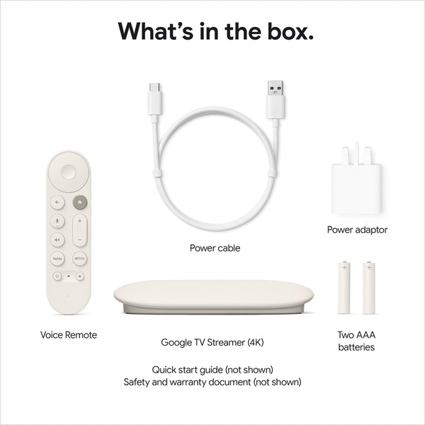 Google TV Streamer (4K) - Fast Streaming Entertainment With Voice Search Remote - Watch Movies, Shows, Live TV and Netflix in 4K HDR - Smart Home Control - 32 GB Storage - Porcelain