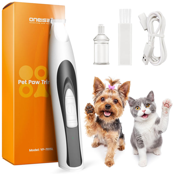oneisall Low Noise Dog Paw Trimmer with LED Light, Paw Trimmer for Dogs &Cats, 20mm Widen Blade, Cordless Rechargeable Pet Shaver for Paws, Eyes, Ears, Face