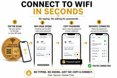 TAPiTAG Bamboo WiFi Porter – NFC Tap & QR Code WiFi Sign | Connect to WiFi in Seconds | No App Required | No Subscription | Custom Landing Page | Café, Airbnb, Hotel & Office (70mm)