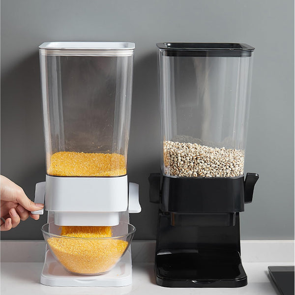 Hniuyun Cereal Dispenser, 5.5L Large Cereal Containers Storage Dispenser, Dry Food Dispenser Countertop for Rice, Cornflakes, Beans, Snack, Oatmeal, Pet food, White