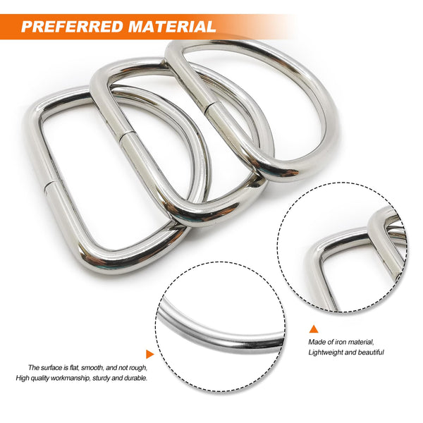 ReaJoys D Rings, 60Pcs Metal D-Rings Buckles for Bags 25mm Multi-Purpose D Shape Ring for Handbag Backpack Strap Belt DIY Accessories