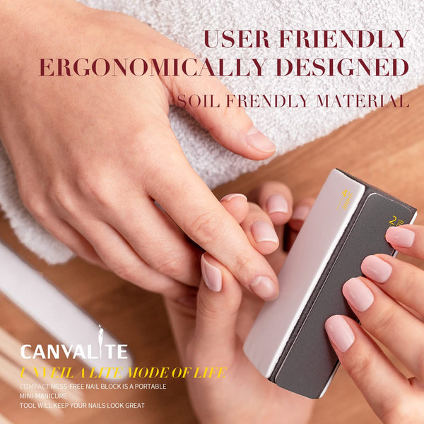 Canvalite All in One 4 Way Nail Buffer Block - Shapes, Files, Smoothes, and Shines - 100/180 Grit Nail File and Buffer - 9pcs