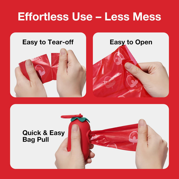 VETRESKA Dog Poop Bags 300 Count - 20 Strawberry Scented Refill Rolls