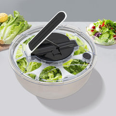 Salad Spinner Stainless Steel with Colander Basket, Handle and Lid, Quick Dry Design, Easy Drain System, Non-Slip Base, 3.5litre Lettuce Spinner Fruits Vegetable Washer Dryer