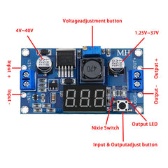 Weewooday 2 Pieces Adjustable LM2596S DC-DC Buck Converter Reduced Voltage Regulator Power Supply Module 36V 24V 12V to 5V 2A Voltage Stabilizer with Digital Voltmeter Display