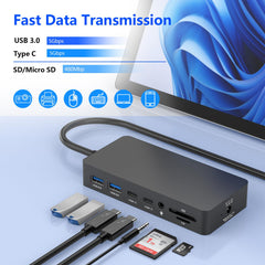New Microsoft Surface Dock Triple Displays Dual HDMI+VGA with Power Adapter,12 in 1 Surface Docking Station for Microsoft Surface Pro 12/11/10/9/8/X/7/6/5/4/3,Surface Laptop 7/6/5/4/3/2/1,Book Go