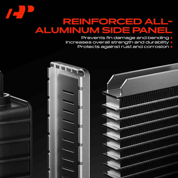 A-Premium Engine Coolant Radiator with Transmission Oil Cooler Compatible with Jeep Wrangler 87-95 97-06, TJ 97-06, 2.4L 2.5L 4.0L 4.2L, Automatic Transmission, Replace# 1682, 52080183AC