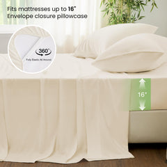 Love's cabin 100% Rayon Derived from Bamboo, Queen Sheets, 4 Pieces, Beige