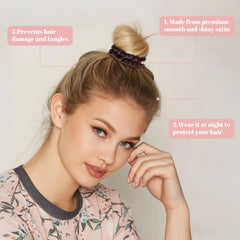 Scrunchies Hair Ties Silk Satin Scrunchy, WantGor Women 4PC Pure Mulberry Silk Skinny Elastic Scrunchies Hair Bands Bracelets Ponytail Holders Hair Accessories (Brown*4)