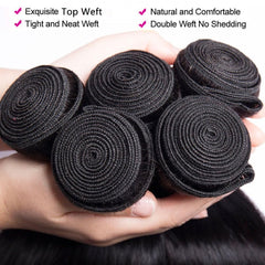 Human Hair Bundles 26 28 30 Inch #1B Natural Black Straight Doubles Weft Weave Unprocessed No Shedding Virgin Human Hair Extension 3 Bundles Total 150g For Women
