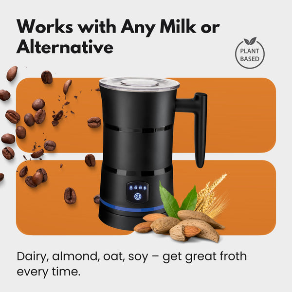 Straame Electric Milk Frother – Professional Automatic Foam Maker for Lattes, Cappuccinos & Hot Chocolates, Stainless Steel, Whisk & Froth in Seconds, Versatile Modes – Ideal for Home & Office Use