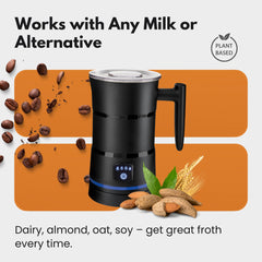 Straame Electric Milk Frother – Professional Automatic Foam Maker for Lattes, Cappuccinos & Hot Chocolates, Stainless Steel, Whisk & Froth in Seconds, Versatile Modes – Ideal for Home & Office Use