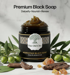 Moroccan Black Beldi Soap – Olive Oil, Oud & Amber – Traditional Hammam Cleanser – Detoxifying & Moisturising – Vegan, Natural, Whole Body Use (250 ml, Oud & Amber)