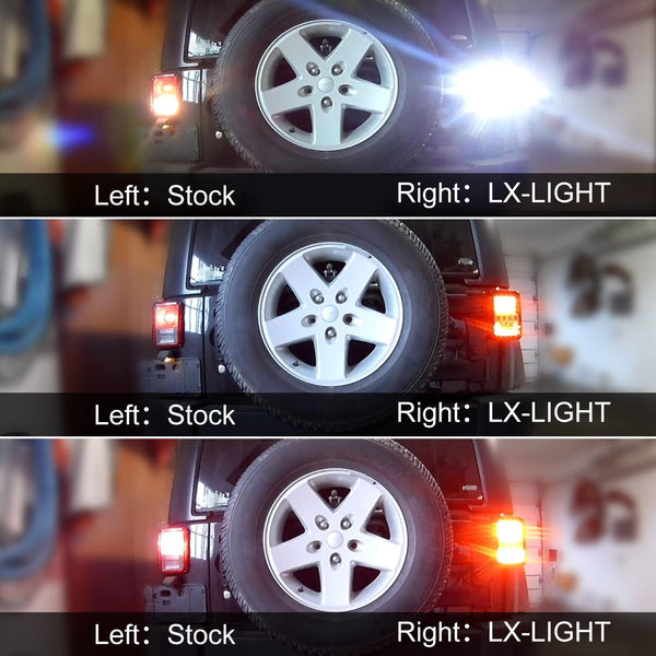 DOT Approved 4D LED Tail Lights with 30W Super Bright Reverse Light Compatible with 2007-2018 Jeep Wrangler JK JKU 2 Door / 4 Door, EMC Build-in