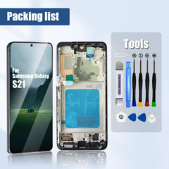 DTD Display for Samsung Galaxy S21 5G SM-G991B, SM-G991B/DS LCD Screen Replacement Touch Screen Assembly with Tools (Black with Frame, No Fingerprint Recognition)