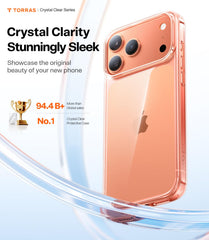 TORRAS for iPhone 17 Pro Max Case Crystal Clear, [Anti-Yellowing][Military-Grade Protection], Ultra Slim Transparent Anti-Scratch Back, Soft Bumper, Non-Slip 17 Pro Max Phone Case, Clear 6.9"