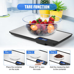 Large Digital Kitchen Scales 15kg, Precision Food Weighing Scale with 1g Accuracy, Optimized Auto Shutdown (3, 10 & 60 Mins), LCD Display, Grams & Oz, Ideal for Home Use, Cooking & Baking