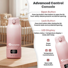 PRO Smart Portable Baby Bottle Warmer for Milk & Water Cozy Care | 500ml Large Capacity | 16,000mAh Long Lasting Power | 45W Ultra-Fast Charging | Precise Heating | Deep Cleaning Brush | Dream Pink
