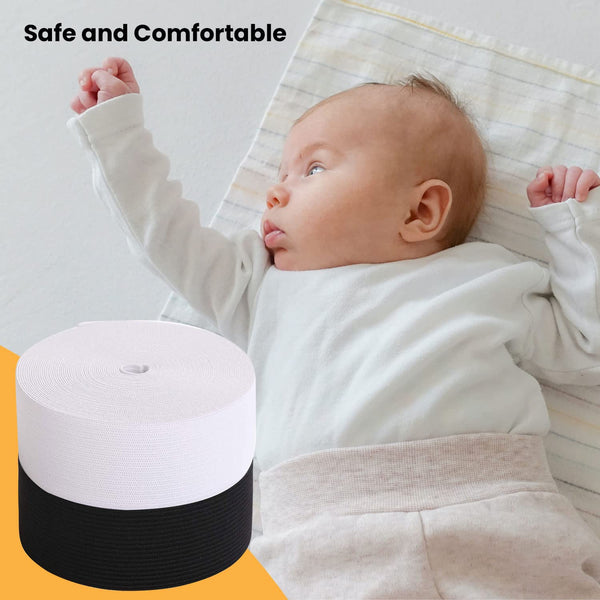 Trimming Shop 75mm (3 Inch) Wide Flat Elastic Band, Stretchable Waistband Tape Elastic Cord for Sewing Clothing, Garments, Dressmaking, DIY Craft Projects, White, 5 Metres