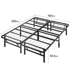 Zinus Shawn SmartBase Folding Guest Bed Frame King (150 x 200 cm) – Space Saving with Underbed Storage, No Assembly – Black