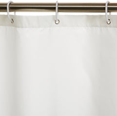 Amazon Basics Shower Curtain, Water and Mould Resistant Fabric Bathroom Curtain with Grommets & Hooks, Machine Washable, 180 x 180 cm, White