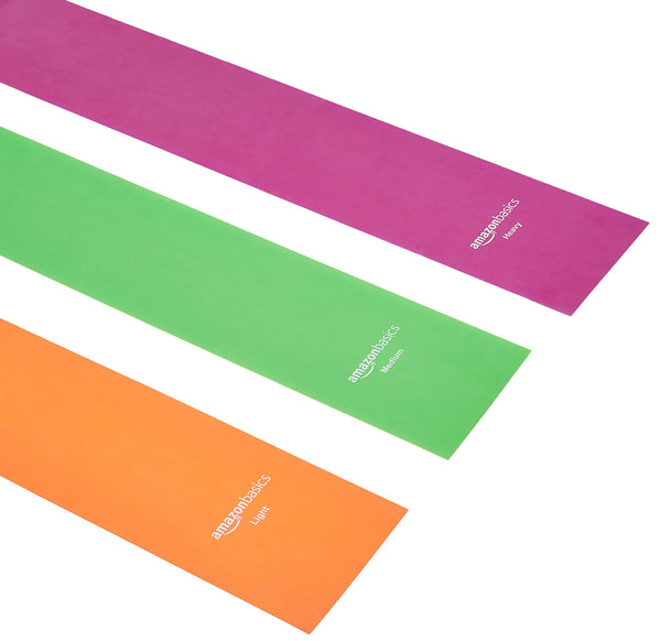 Amazon Basics TPE Resistance Band, 3 Piece Set, 1500mm, Multicolor