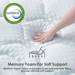 EHEYCIGA Memory Foam Mattress Topper Kingsize Bed, 150x200x3cm, White