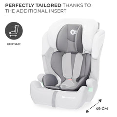 Kinderkraft Car Seat Comfort UP, I-Size Booster Child Seat, with 5 Point Harness, Adjustable Headrest, for Toddlers, Infant, Group 1/2/3, 9-36 Kg, Up to 12 Years, Gray