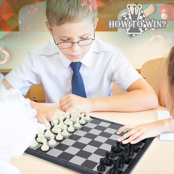 Peradix Chess Board Set Game -Travel Magnetic Chess Piece Set with Chess Folding/Portable Storage Board-Traditional Strategy Game for Kids/Children/Adults