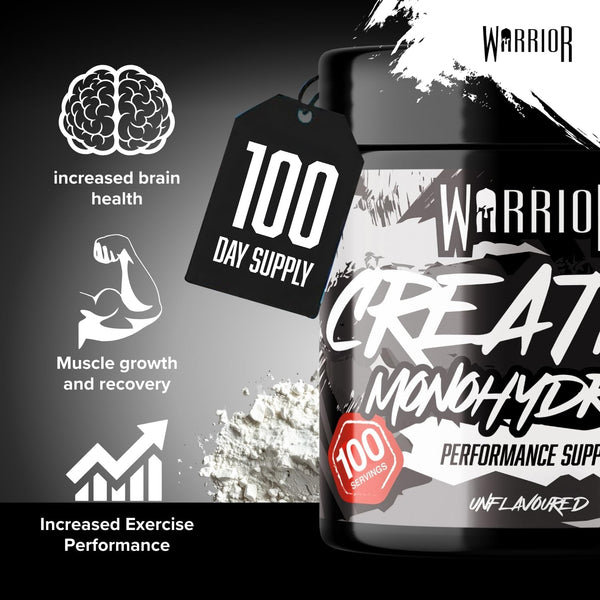 Warrior Creatine Monohydrate Powder 300g (100 Servings) – Pure Micronised Creatine Powder Supplement for Men & Women, Pre & Post Workout Strength, Muscle Growth & Recovery, Vegan – Unflavoured