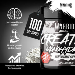 Warrior Creatine Monohydrate Powder 300g (100 Servings) – Pure Micronised Creatine Powder Supplement for Men & Women, Pre & Post Workout Strength, Muscle Growth & Recovery, Vegan – Unflavoured