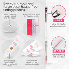 RB RENATA BEAUTY Brow Tint Kit – Eyebrow Tint Set – Dye Kit with Color Tint, Cream Developer and Styling Brush – Long-Lasting Effect Up to 4 Weeks – 30 Applications [Light Brown]