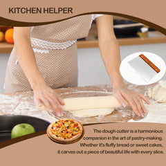 Midgreyeye Premium Bench Scraper Dough Cutter Large with Wooden Handle Dough Scraper Dough Card Dough Spatula Scraper Kitchen for Cake, Cake, Pizza, Cake, Dough, Baking Utensils (8 * 5 in)