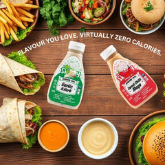 Zero Calorie Flavour Sauces – Garlic & Herb and Sweet Chilli Mayo – Fat Free, Sugar Free, Vegan Friendly, Gluten Free – 425ml Bottles (2-Pack)