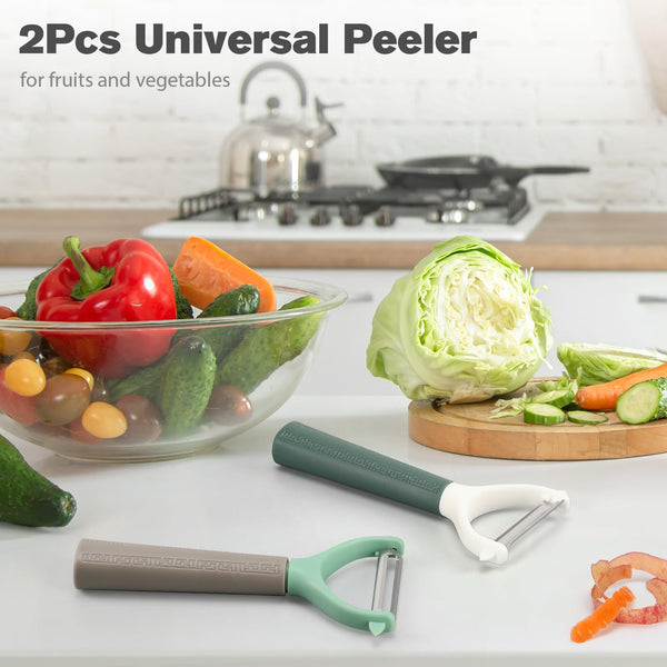 Euqvunn 2pcs Potato Peeler, Vegetable Peelers for Kitchen, Y-Shaped Carrot Peeler with Non-Slip Handle, Stainless Steel Fruit Peeler, 14,7cm x 7,5cm, Green