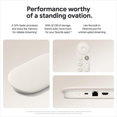 Google TV Streamer (4K) - Fast Streaming Entertainment With Voice Search Remote - Watch Movies, Shows, Live TV and Netflix in 4K HDR - Smart Home Control - 32 GB Storage - Porcelain