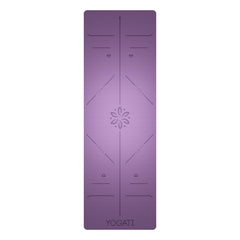 YOGATI Yoga Mat with Alignment Lines. Exercise mat with carry strap. Pilates mats for yoga or Fitness. Non slip Workout Mat. Thick Yoga Mats for women and men. Gym mats for home. Yoga matt thick.