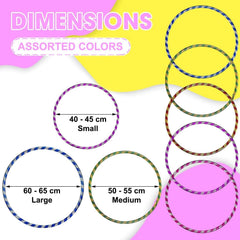 FlickBuyz Hula Hoop - Multicolor Fitness Hula Hoops - Plain and Glitter 55cm, 65cm, 75 cm Plastic Hula Hoops, Fitness and Dance Exercise Hoola Hoops (8, Glitter (55cm))