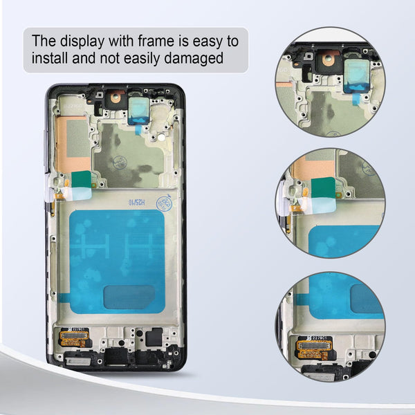 DTD Display for Samsung Galaxy S21 5G SM-G991B, SM-G991B/DS LCD Screen Replacement Touch Screen Assembly with Tools (Black with Frame, No Fingerprint Recognition)