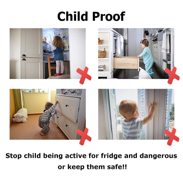HoneSecur 2 Pack Refrigerator Lock with Magnetic, Child Safety Locks, Fridge Freezer Door Lock, for Cabinet Drawer, Convenient - Black