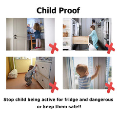 HoneSecur 2 Pack Refrigerator Lock with Magnetic, Child Safety Locks, Fridge Freezer Door Lock, for Cabinet Drawer, Convenient - Black