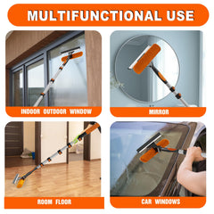 SISUPASSIE 7.2m Telescopic Window Cleaner, Professional Window Cleaning Equipment with Extendable Window Cleaning Pole and 25cm Window Squeegee, Long Reach Window Cleaner Tool for Outdoor/Indoor Use