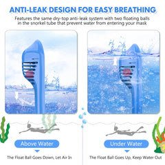 Kids Snorkel Mask Full Face, Snorkeling Gear for Kids 3-14 with Camera Mount, 180 Degree Panoramic View Snorkeling Set Anti-Fog Anti-Leak (Blue+Pink)