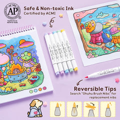 Ohuhu × Coco Wyo Coloring Set 48 Alcohol Markers& Coloring Book Brush& Fine
