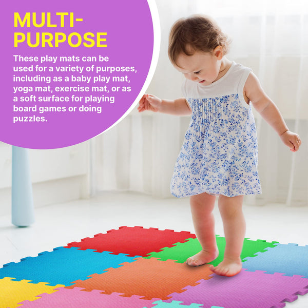 STERUN Foam Play Mat – EVA Puzzle Baby Mats, Multicolor 36pcs, 10mm Thick, 30x30cm Interlocking Tiles for Indoor/Outdoor Play & Yoga