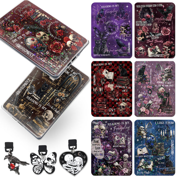 Berirexrion Inserts Cardstock for Clear Case - 11 PCs Dark Romance Back Skin Decal Card Dust Plug Charms for Kindle Paperwhite 11th 12th Generation 6.8" Accessories for E-Reader Book Lover Reader Gift